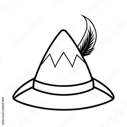 alpine hat with feather vector design on white background 