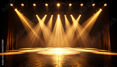 Golden stage lights performance area