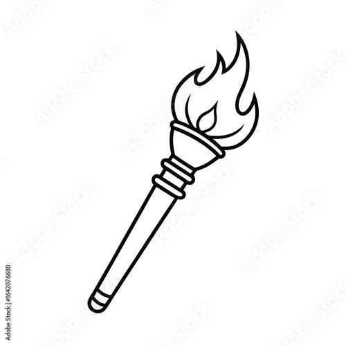 classical fire torch vector artwork on white background 