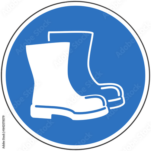 Panneau Obligation du Port des Chaussures de Sécurité, Signalisation Circulaire pour la Sécurité et la Protection des Pieds