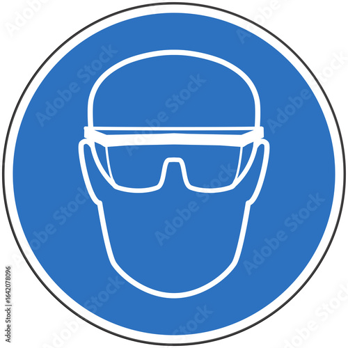 Panneau Obligation du Port des Lunettes de Protection, Signalisation Circulaire pour la Sécurité et la Protection des Yeux