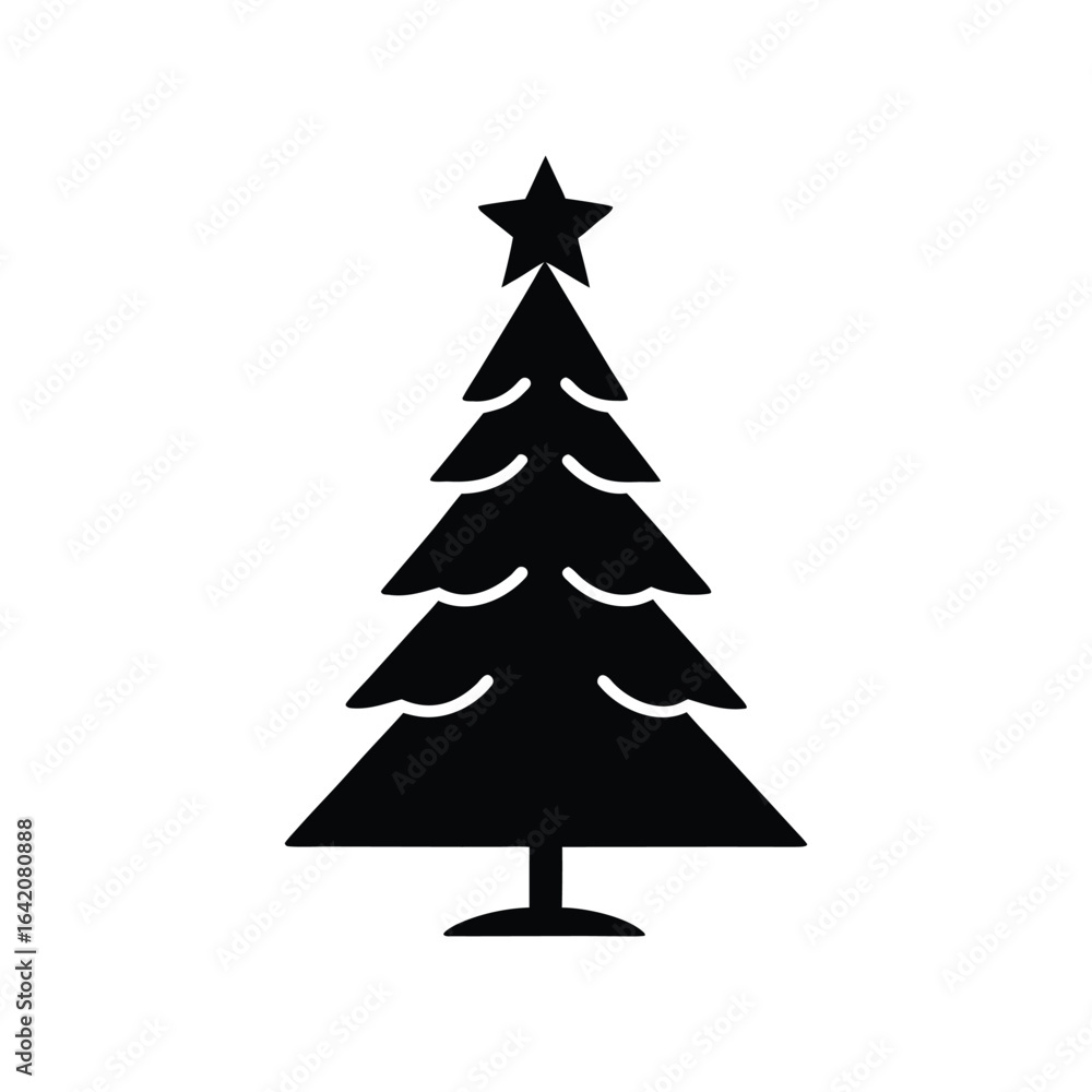 Obraz premium Holiday Tree Vector Silhouette with Star for Festive Designs