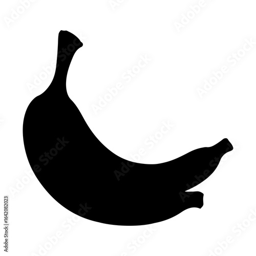 Silhouette of a curved bunch of bananas on a white background