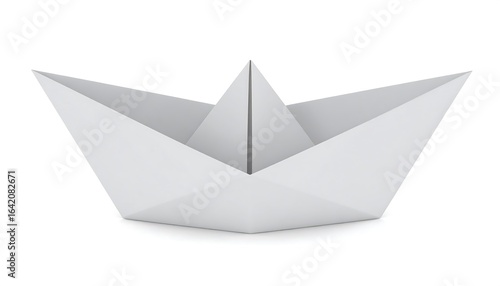 Folded paper boat on white background (1)