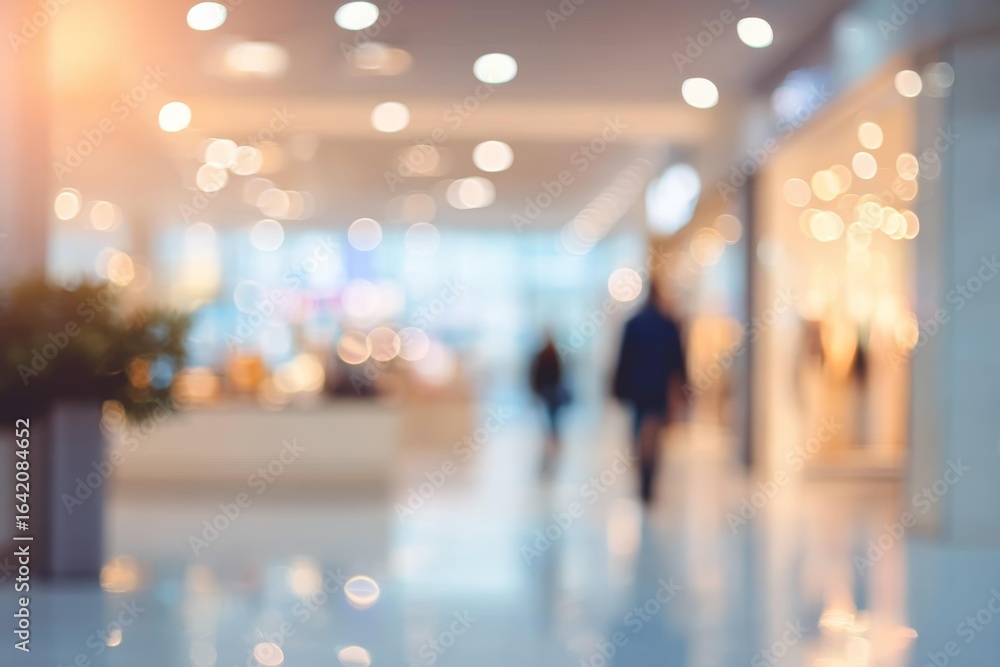 Fototapeta premium Blurred Interior of a Shopping Mall with People
