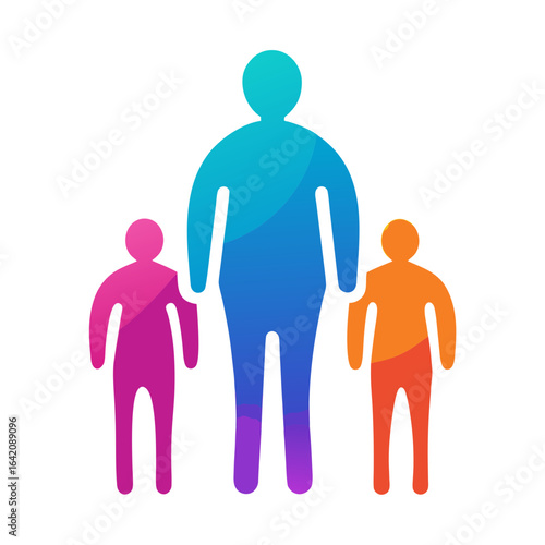 Human Silhouettes Showing Different Body Sizes Gradient Vector Illustration