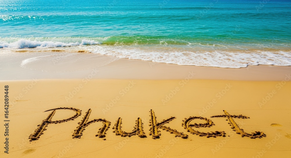 Fototapeta premium Tropical Phuket Island Beach Paradise with Azure Sea and Golden Sand, Coastal Vacation Destination