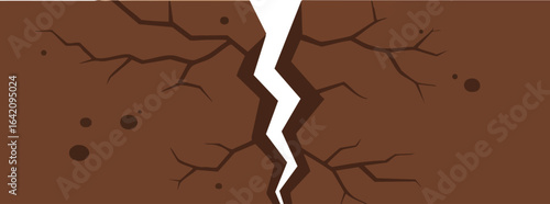 Cracked dry brown earth soil vector illustration showing drought and soil degradation effects 