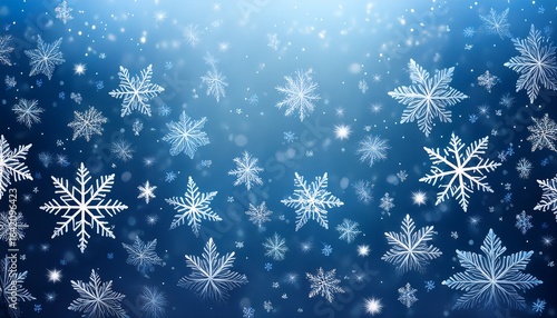 drifting snowflakes sparkle against a gentle blue gradient creating a wintry scene vertical