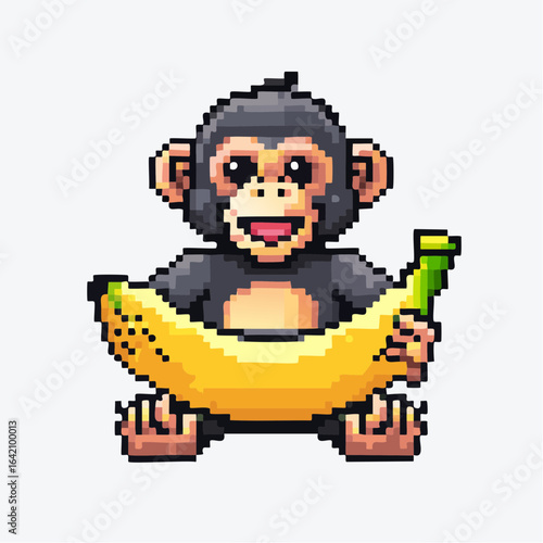 chimpanzee with a banana
