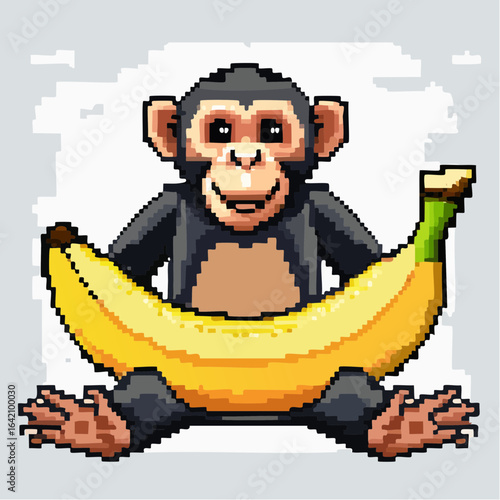 chimpanzee with a banana