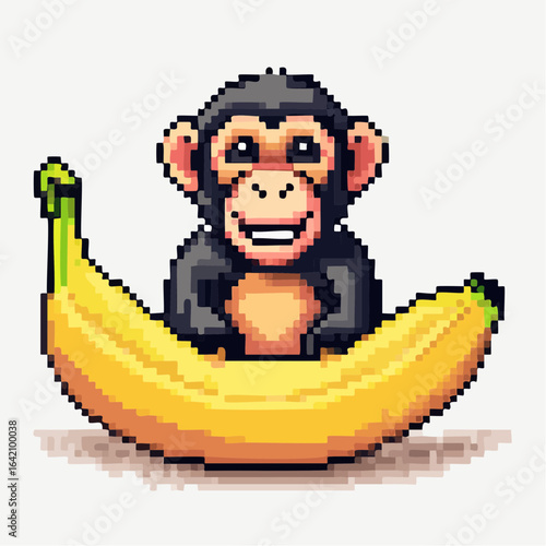 chimpanzee with a banana