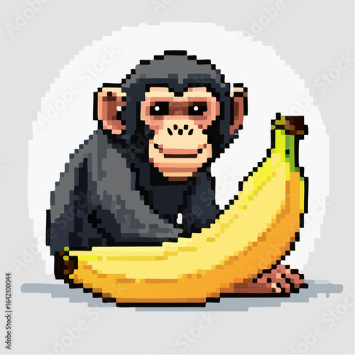 chimpanzee with a banana