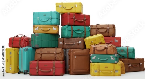 Wallpaper Mural A vibrant stack of colorful, vintage suitcases, ready for travel and adventure. Torontodigital.ca