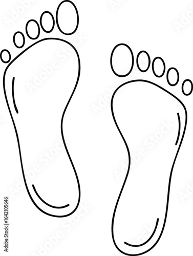 Human feet outline vector illustration showing footprints in a simple black line style for design use 