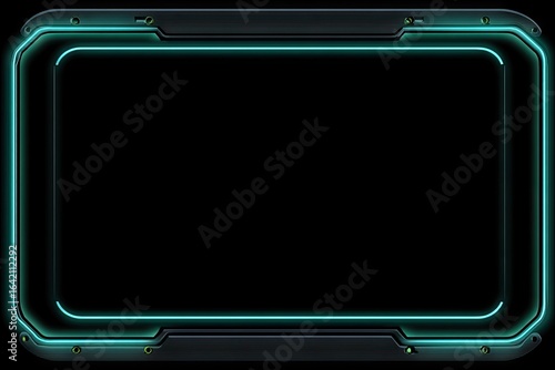 Futuristic glowing frame on a black background.