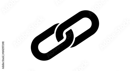 Interlocked Symbol: A minimalist black chain icon representing connection, unity, and strength, ideal for concepts of relationships, partnerships, and data linkage.