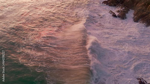Ocean landscape with waves and dramatic evening light