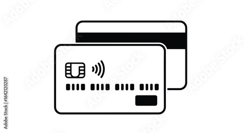Contactless Credit Card Icon � Chip and Wireless Payment Symbol