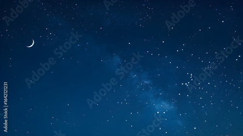 Night Sky with Crescent Moon and Milky Way