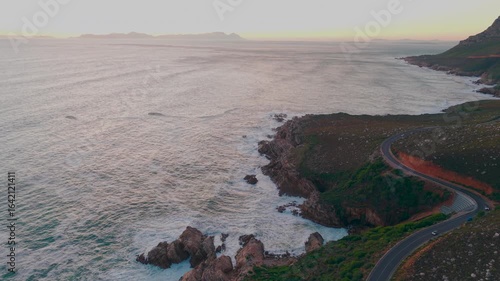 Ocean landscape with waves and dramatic evening light