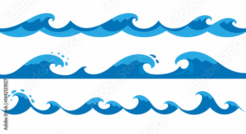 A Collection of Stylized Blue Waves for Graphic Design and Illustration Projects