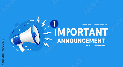 Urgent Important Announcement Public Service Message Loudspeaker Megaphone Notification Alert Warning Communication Attention Information Public Notice