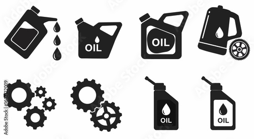 Automotive Lubrication and Mechanical Components Collection Representing Engine Fluids and Gear Mechanisms for Vehicle Maintenance and Repair Services