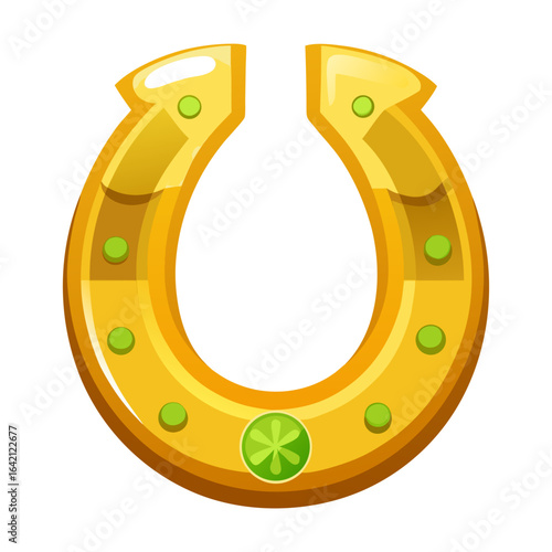 Gold Horseshoe Vector – Lucky Symbol for Saint Patrick’s Day, Isolated on White Background