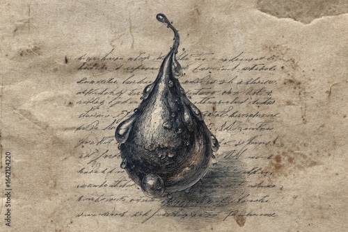 A Teardrop Sketched on an Aged Diary Page