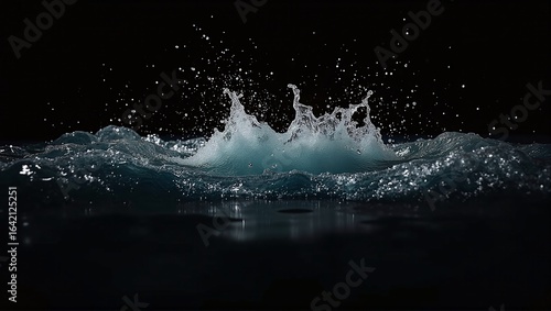 Wallpaper Mural splash of water freezes mid-air, shining against a dark backdrop Torontodigital.ca