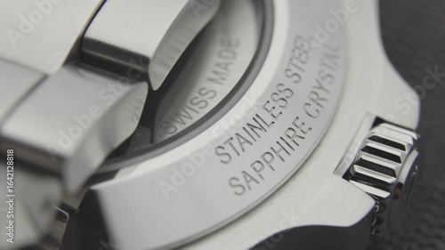Macro close up of an luxury automatic mechanical field watch
