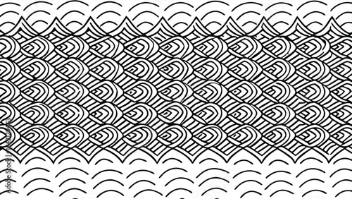 Abstract black and white pattern featuring repeating geometric designs for modern backgrounds