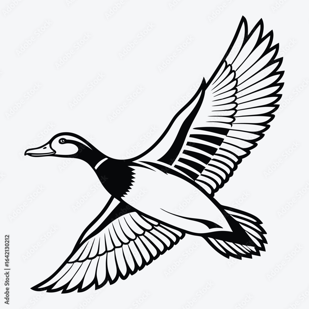 Fototapeta premium Duck line art White background illustration Generative Ai