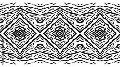 Abstract black and white zebra stripes pattern with geometric symmetry design elements