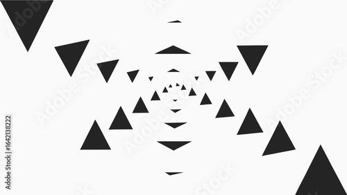Abstract geometric arrangement featuring black triangles on a bright white background
