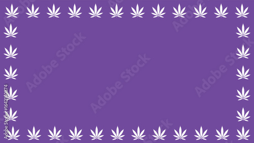 Simple beautiful minimal modern abstract background design with purple color pallet and geometric shapes. marijuana lief frame