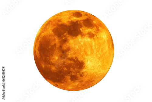 Full orange moon isolated on a white background, png, transparent