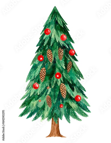 Watercolor christmas tree illustration