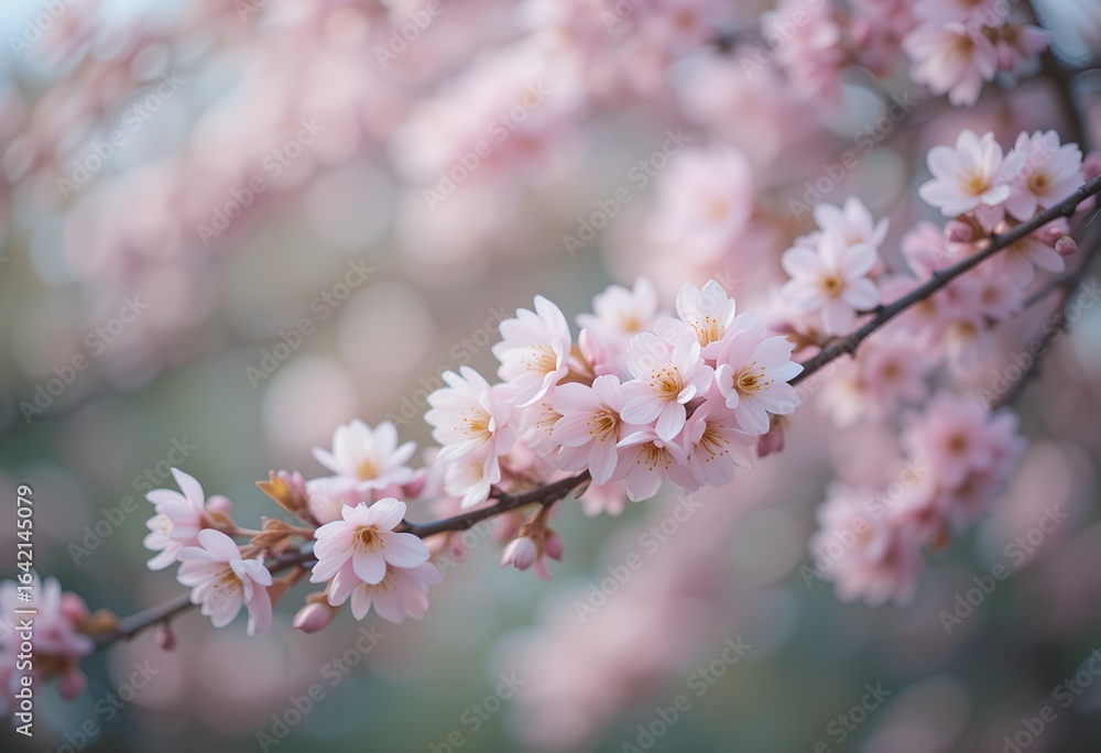 Cherry Blossom Close-Up – Light Pink Flowers with Yellow Stamens and Soft Pastel Bokeh Background Cherry Blossom Close-Up – Light Pink Flowers with Yellow Stamens and Soft Pastel Bokeh Background