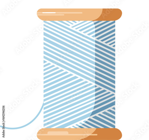 Thread spool with blue and beige colors vector illustration for sewing and crafting projects design 