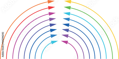 thin colored arrows in lgbt style, arrows in a circle pointing upwards