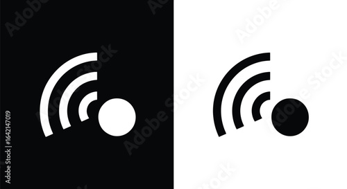 Wireless signal icon, vector illustration of Wi-Fi or contactless payment symbols on black and white backgrounds, NFC icon