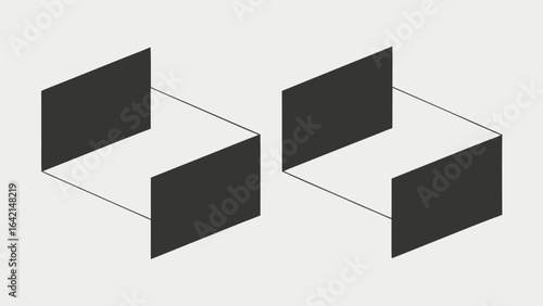 Abstract geometric cubes in dark gray on a light beige background modern design elements