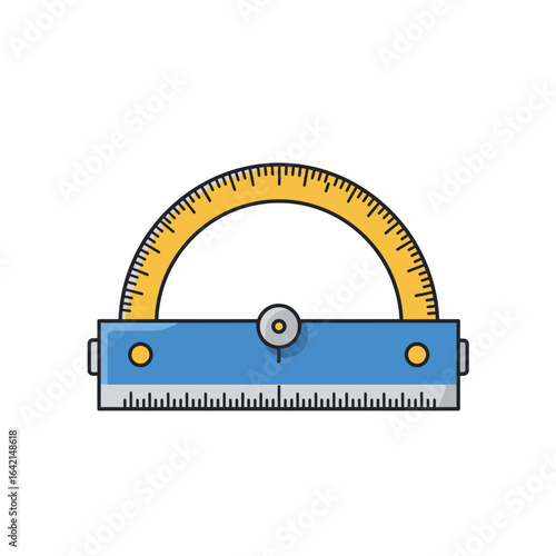 Colorful protractor ruler with measurements in educational design  