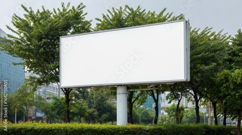 Wallpaper Mural Blank Billboard Mockup with Cityscape Background for Advertising, Marketing, and Public Announcement Campaigns Torontodigital.ca