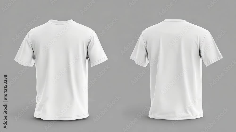 A white shirt is shown on a gray background. The shirt is unbuttoned and has a collar A white shirt is shown on a gray background. The shirt is unbuttoned and has a collar