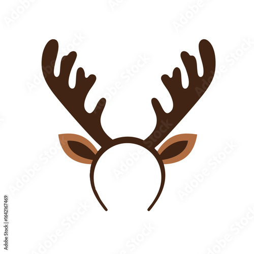 Vector illustration of reindeer antlers headband on white background, festive accessory