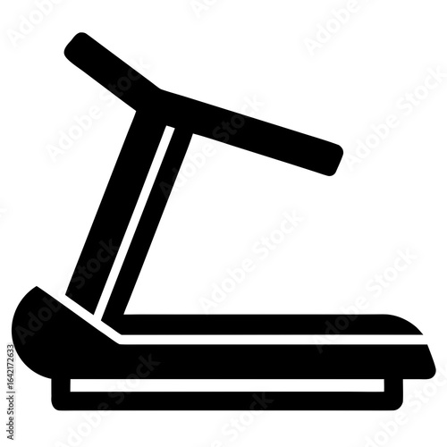 Black silhouette of a treadmill on a white background exercise fitness