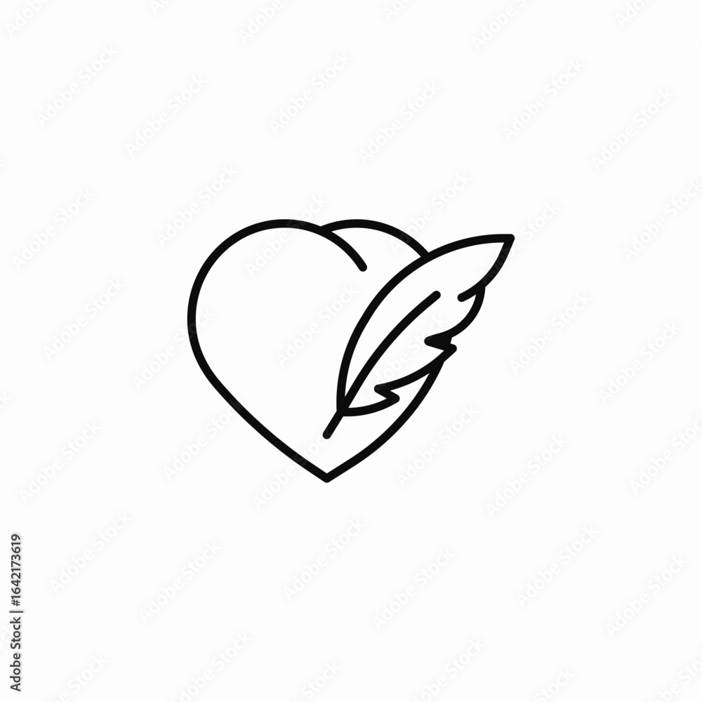 Fototapeta premium heart quill icon sign vector